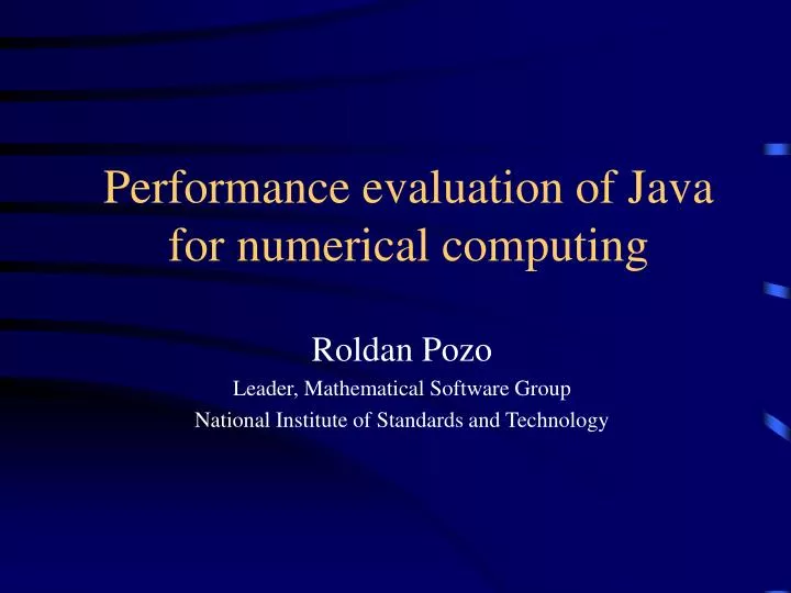 performance evaluation of java for numerical computing