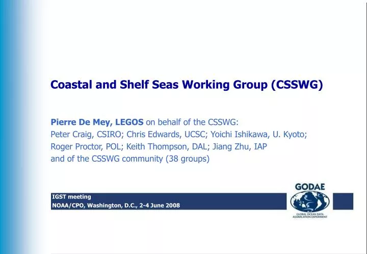 coastal and shelf seas working group csswg