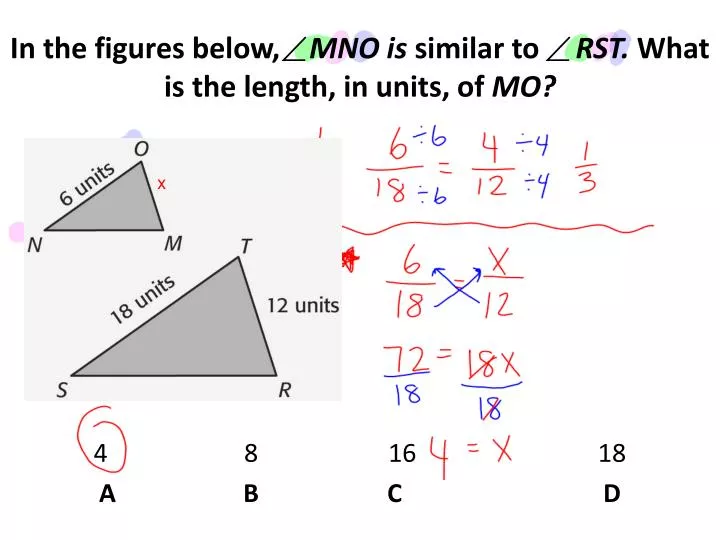 in the figures below mno is similar to rst what is the length in units of mo