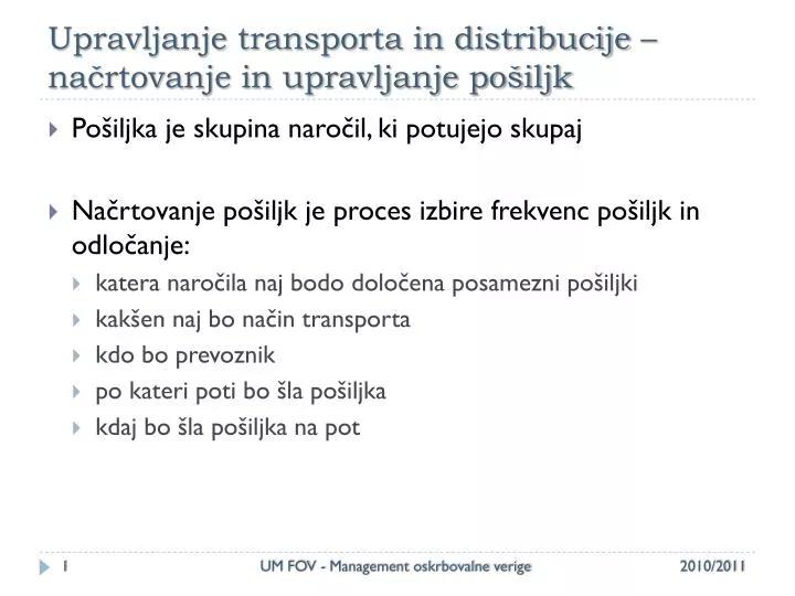 upravljanje transporta in distribucije na rtovanje in upravljanje po iljk