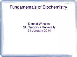 Fundamentals of Biochemistry