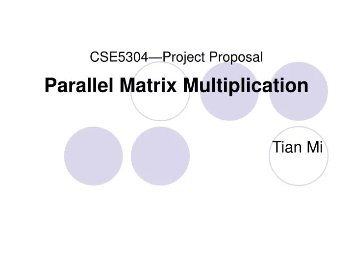 cse5304 project proposal parallel matrix multiplication