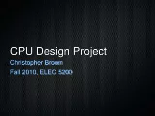 CPU Design Project