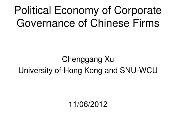 political economy of corporate governance of chinese firms