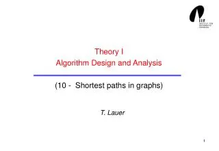 Theory I Algorithm Design and Analysis (10 - Shortest paths in graphs)