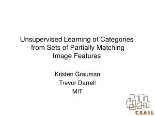 Unsupervised Learning of Categories from Sets of Partially Matching Image Features