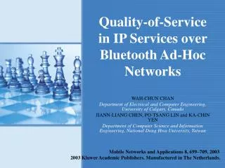 Quality-of-Service in IP Services over Bluetooth Ad-Hoc Networks