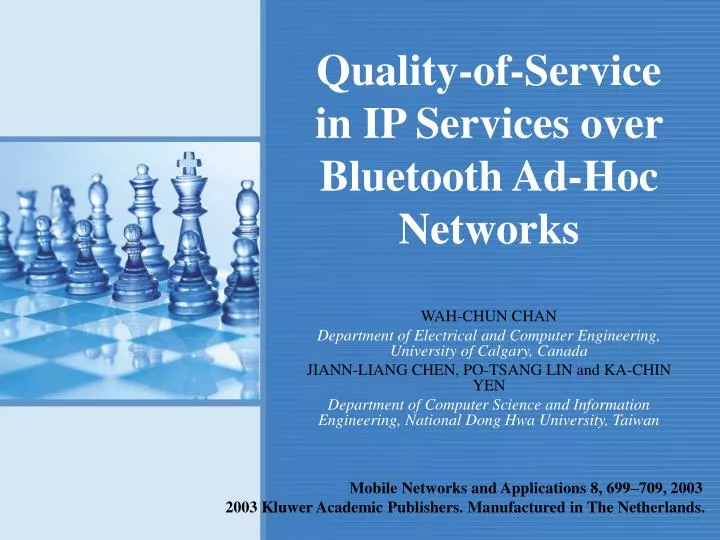 quality of service in ip services over bluetooth ad hoc networks