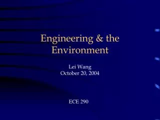 Engineering &amp; the Environment