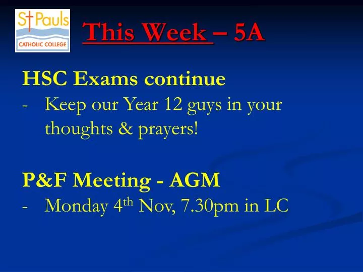 this week 5a