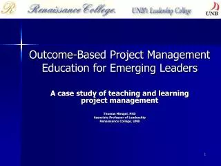 Outcome-Based Project Management Education for Emerging Leaders