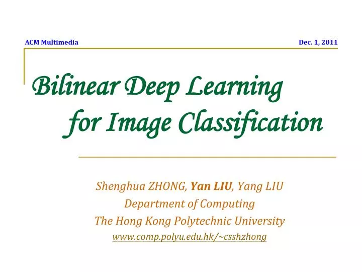 bilinear deep learning for image classification