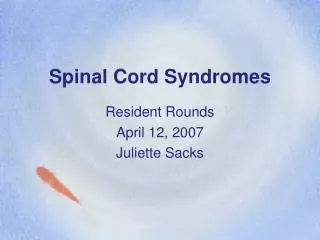 Spinal Cord Syndromes