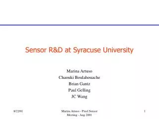 Sensor R&amp;D at Syracuse University