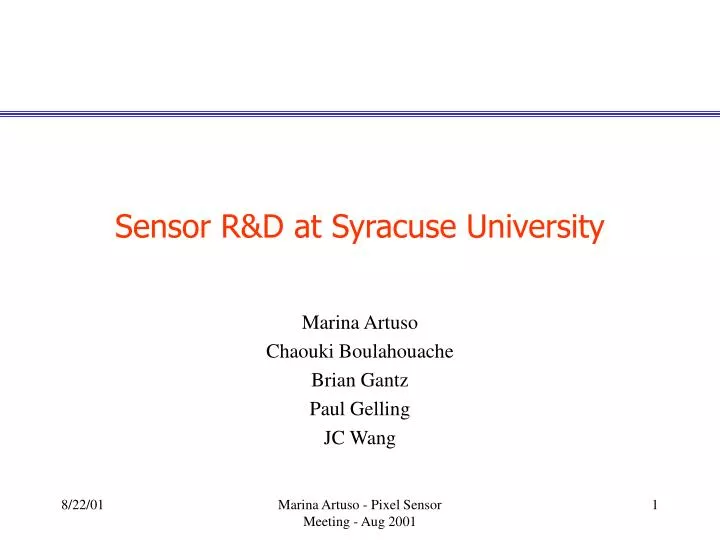 sensor r d at syracuse university