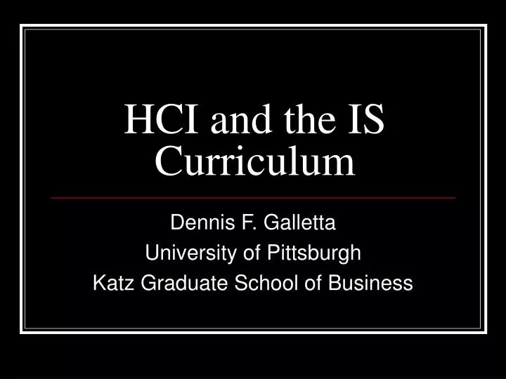 hci and the is curriculum