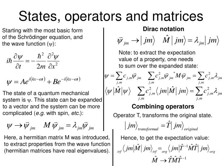 states operators and matrices