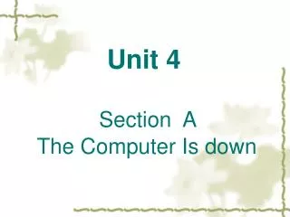 Unit 4 Section A The Computer Is down