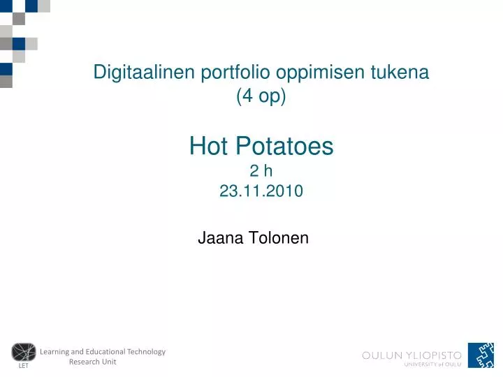 digitaalinen portfolio oppimisen tukena 4 op hot potatoes 2 h 23 11 2010