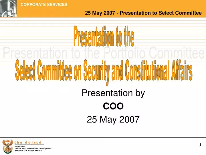 presentation by coo 25 may 2007