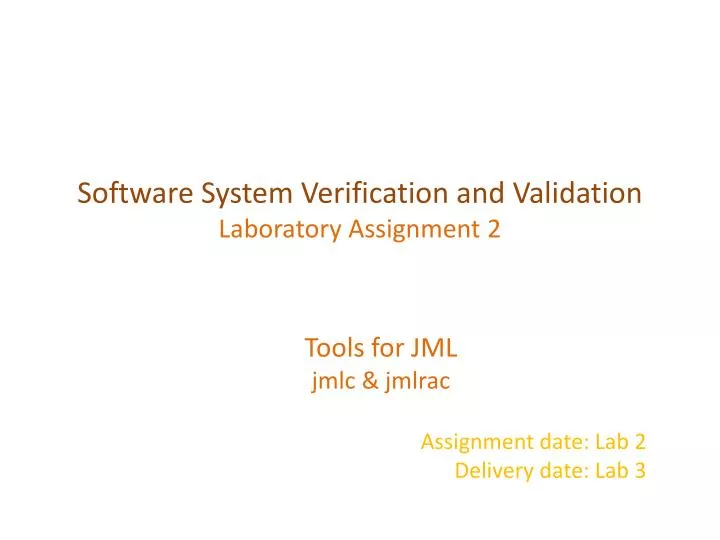 software system verification and validation laboratory assignment 2
