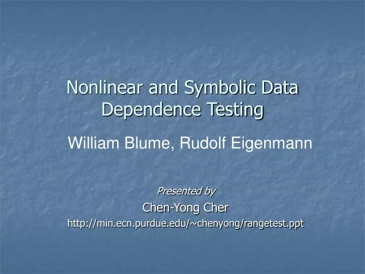 nonlinear and symbolic data dependence testing