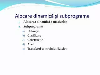 alocare dinamic i s ubprograme