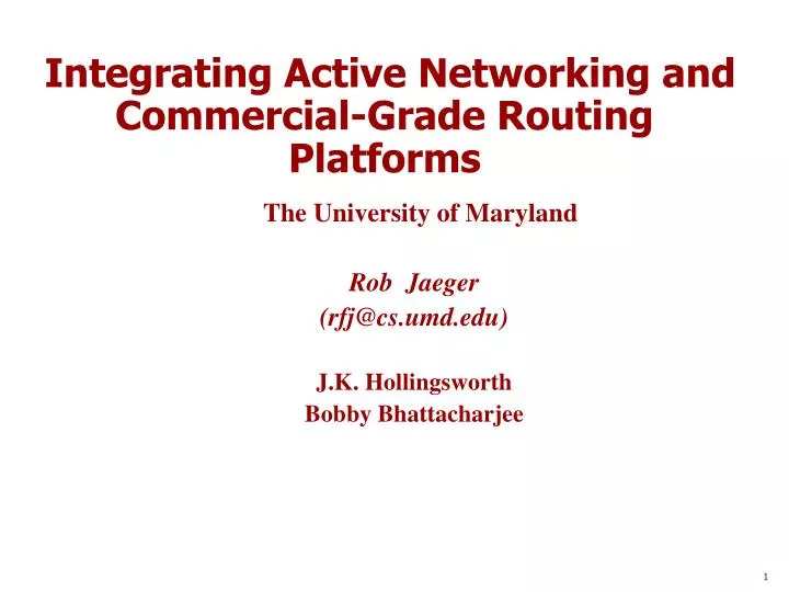 integrating active networking and commercial grade routing platforms