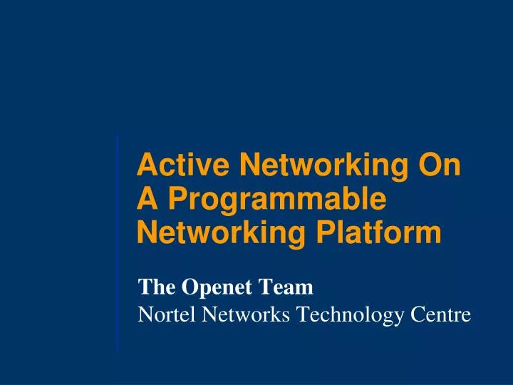 active networking on a programmable networking platform