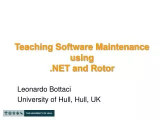 Teaching Software Maintenance using .NET and Rotor