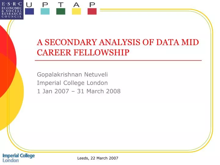a secondary analysis of data mid career fellowship