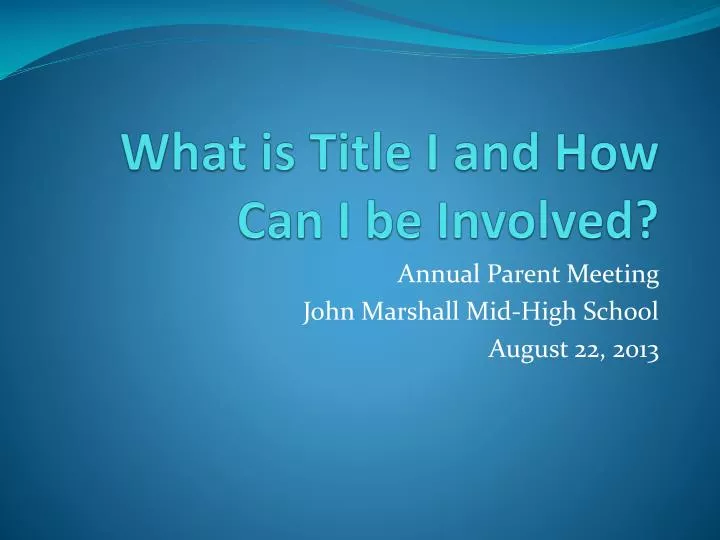 what is title i and how can i be involved