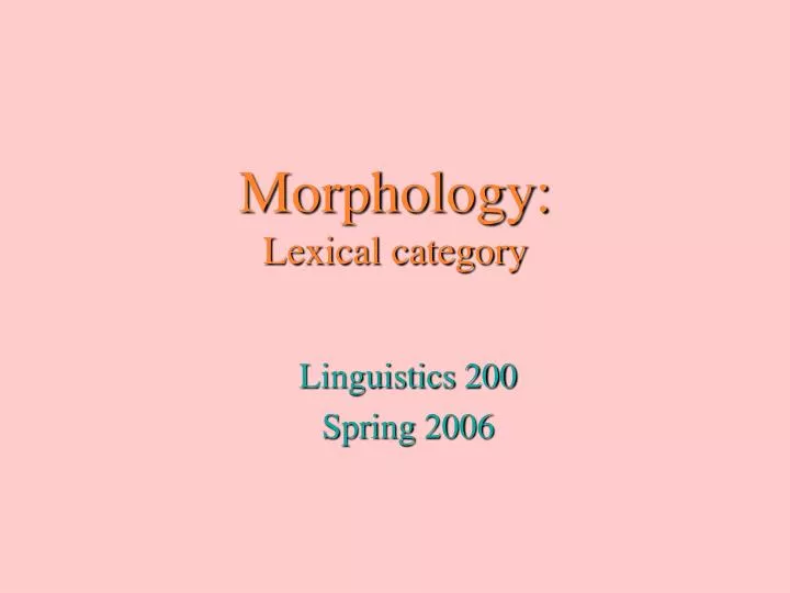 morphology lexical category