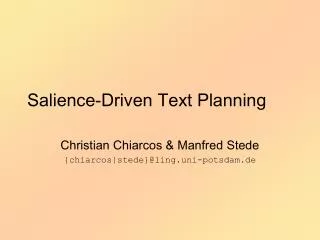 Salience-Driven Text Planning