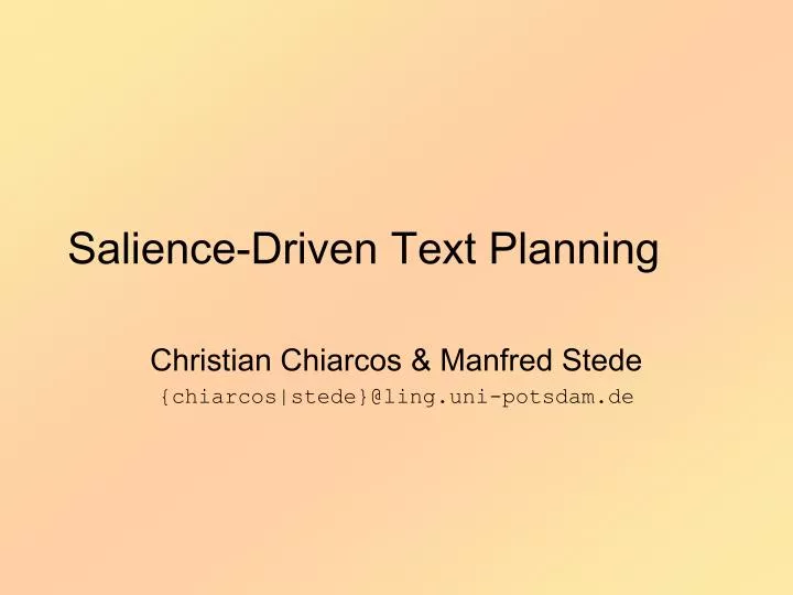 salience driven text planning