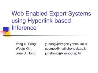 Web Enabled Expert Systems using Hyperlink-based Inference