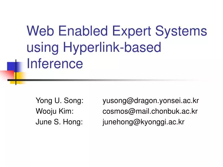 web enabled expert systems using hyperlink based inference