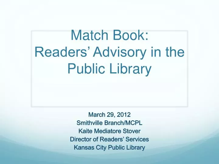 match book readers advisory in the public library