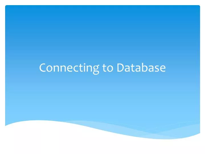 connecting to database