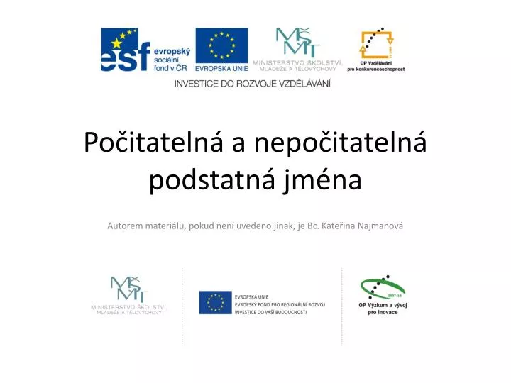 po itateln a nepo itateln podstatn jm na