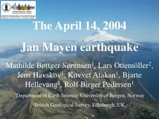 The April 14, 2004 Jan Mayen earthquake