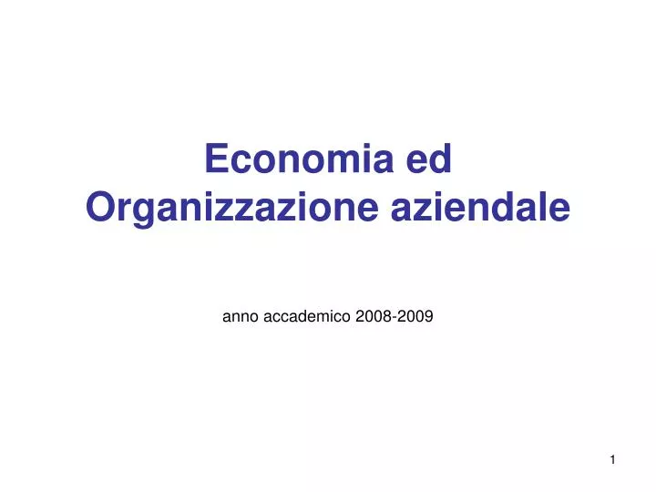 economia ed organizzazione aziendale