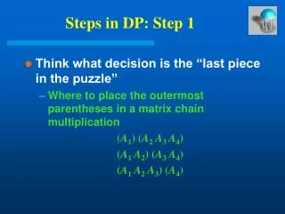 Steps in DP: Step 1