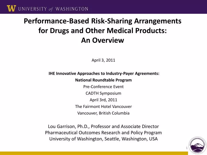 performance based risk sharing arrangements for drugs and other medical products an overview