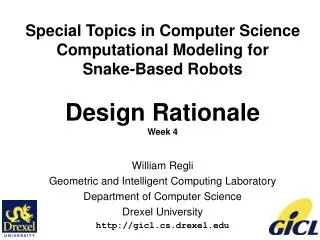 William Regli Geometric and Intelligent Computing Laboratory Department of Computer Science