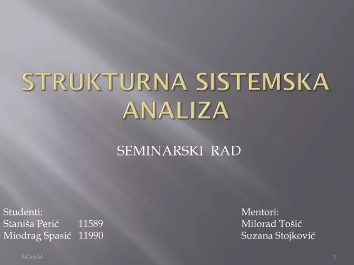 strukturna sistemska anali za