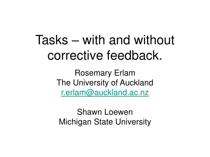 tasks with and without corrective feedback