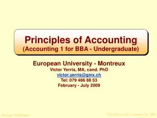 Principles of Accounting (Accounting 1 for BBA - Undergraduate)