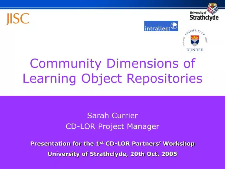 community dimensions of learning object repositories