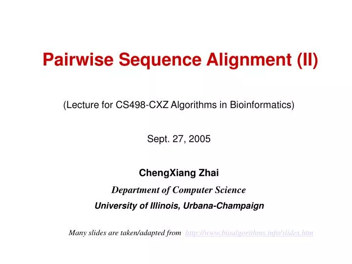 pairwise sequence alignment ii